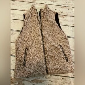 Fashion Sherpa Vest Medium - Golden Tan Brown Cream - Gorpcore Retro Boho Chic
